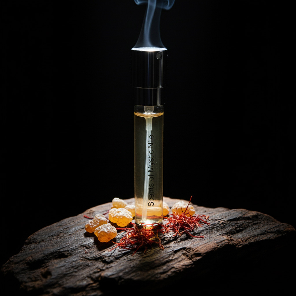 Scents of Mystic Nile Atomizer Oud & Benzoin Detail (Close-Up)
