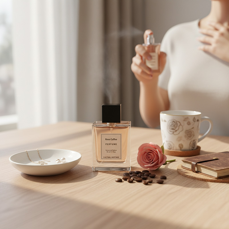 Discover Rose Coffee Perfume Oil, inspired by Tom Ford Café Rose (for reference only). A rich fusion of Damask rose, roasted coffee, amber, and sandalwood — sensual, sophisticated, and long-lasting. Perfect for evening elegance and cool-weather allure.