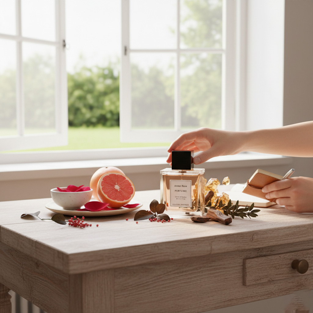 Amber Rose Extrait Perfume – amber and rose fragrance for men and women inspired by Dior Ambre Nuit, elegant unisex scent with warm floral notes.